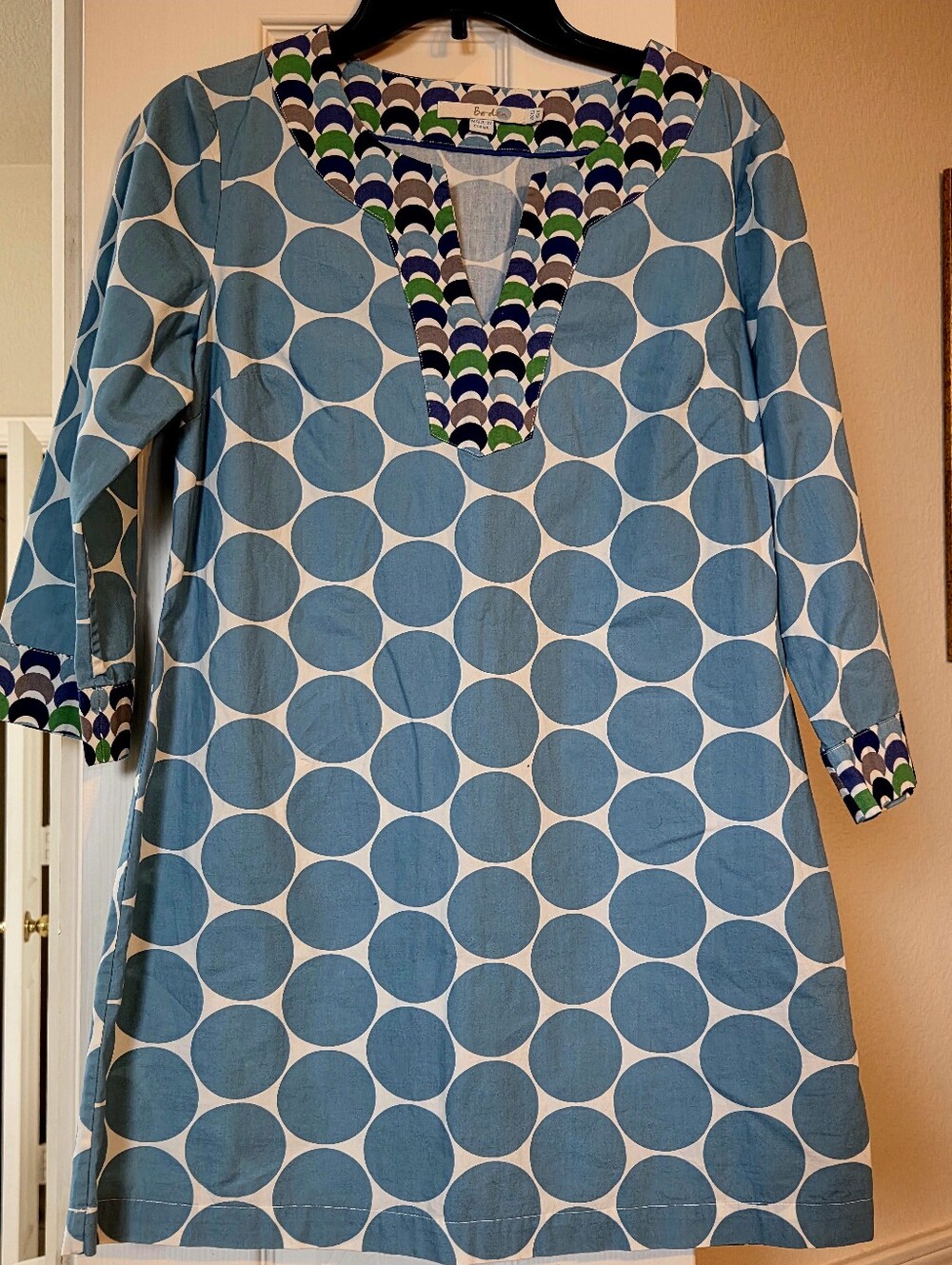 British Heritage Brand Boden Blue Dot Tunic with Multicolor Trim